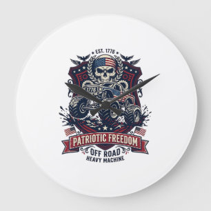 Patriotic 1776 Off Road Skull Monster Truck Heavy Large Clock