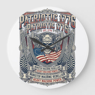 Patriotic 1776 Off Road Skull Monster Truck Heavy  Large Clock