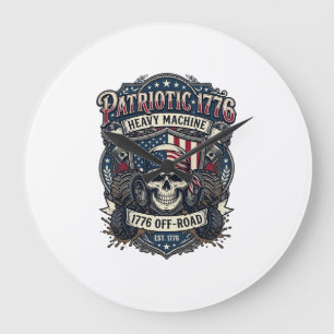 Patriotic 1776 Off Road Skull Monster Truck Heavy Large Clock