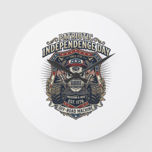 Patriotic 1776 Off Road Skull Monster Truck Heavy Large Clock