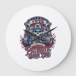 Patriotic 1776 Off Road Skull Monster Truck Heavy  Large Clock