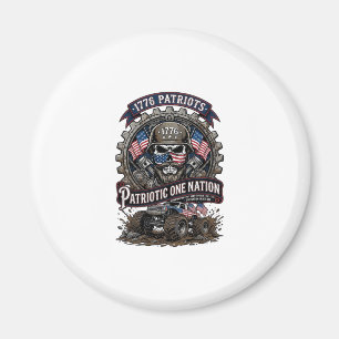 Patriotic 1776 Off Road Skull Monster Truck Heavy Magnet