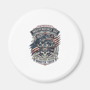 Patriotic 1776 Off Road Skull Monster Truck Heavy  Magnet