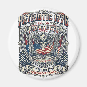 Patriotic 1776 Off Road Skull Monster Truck Heavy  Magnet