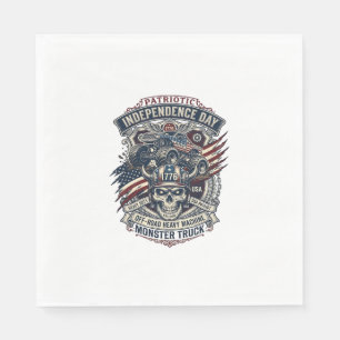 Patriotic 1776 Off Road Skull Monster Truck Heavy Napkin