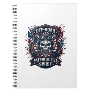 Patriotic 1776 Off Road Skull Monster Truck Heavy  Notebook