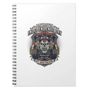 Patriotic 1776 Off Road Skull Monster Truck Heavy  Notebook