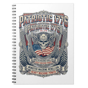 Patriotic 1776 Off Road Skull Monster Truck Heavy  Notebook