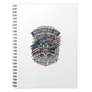 Patriotic 1776 Off Road Skull Monster Truck Heavy  Notebook