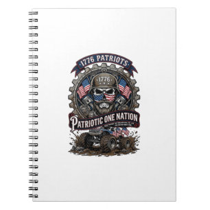 Patriotic 1776 Off Road Skull Monster Truck Heavy  Notebook