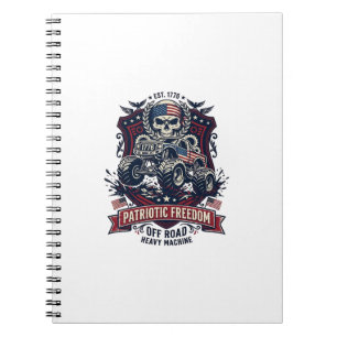 Patriotic 1776 Off Road Skull Monster Truck Heavy  Notebook