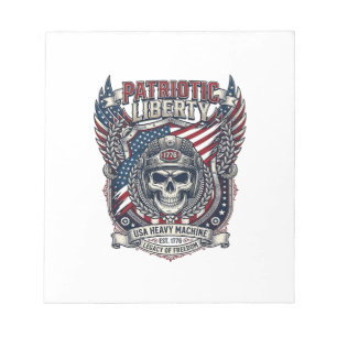 Patriotic 1776 Off Road Skull Monster Truck Heavy Notepad