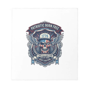 Patriotic 1776 Off Road Skull Monster Truck Heavy Notepad