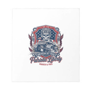 Patriotic 1776 Off Road Skull Monster Truck Heavy Notepad