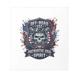 Patriotic 1776 Off Road Skull Monster Truck Heavy Notepad