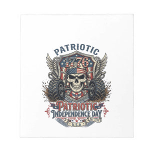 Patriotic 1776 Off Road Skull Monster Truck Heavy Notepad
