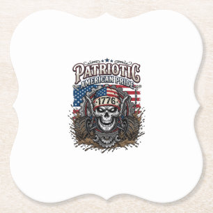 Patriotic 1776 Off Road Skull Monster Truck Heavy Paper Coaster