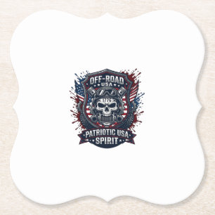 Patriotic 1776 Off Road Skull Monster Truck Heavy Paper Coaster