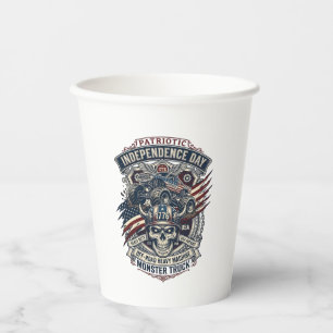 Patriotic 1776 Off Road Skull Monster Truck Heavy  Paper Cups