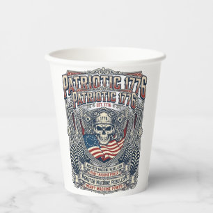 Patriotic 1776 Off Road Skull Monster Truck Heavy Paper Cups