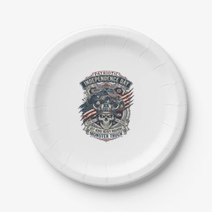 Patriotic 1776 Off Road Skull Monster Truck Heavy  Paper Plate