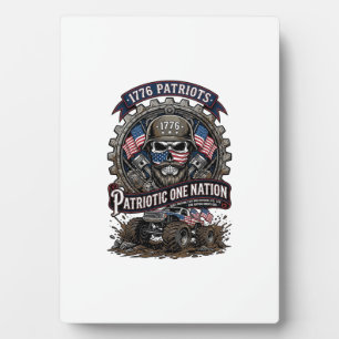 Patriotic 1776 Off Road Skull Monster Truck Heavy Plaque