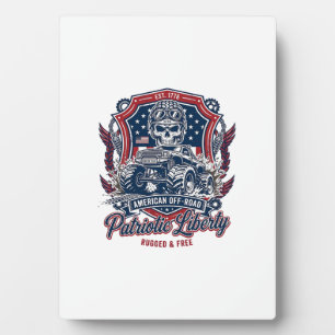 Patriotic 1776 Off Road Skull Monster Truck Heavy Plaque