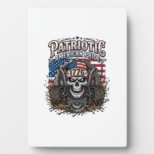 Patriotic 1776 Off Road Skull Monster Truck Heavy Plaque