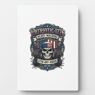 Patriotic 1776 Off Road Skull Monster Truck Heavy Plaque