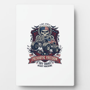 Patriotic 1776 Off Road Skull Monster Truck Heavy Plaque