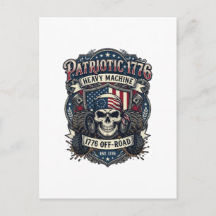 Patriotic 1776 Off Road Skull Monster Truck Heavy  Postcard