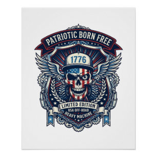Patriotic 1776 Off Road Skull Monster Truck Heavy  Poster