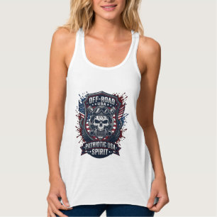Patriotic 1776 Off Road Skull Monster Truck Heavy Singlet