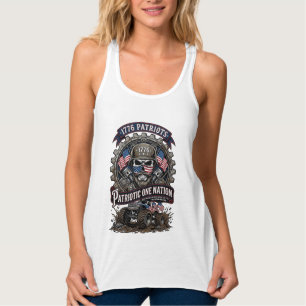 Patriotic 1776 Off Road Skull Monster Truck Heavy Singlet