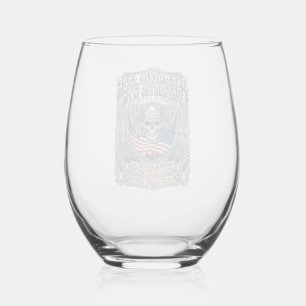 Patriotic 1776 Off Road Skull Monster Truck Heavy Stemless Wine Glass