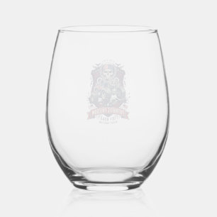 Patriotic 1776 Off Road Skull Monster Truck Heavy Stemless Wine Glass