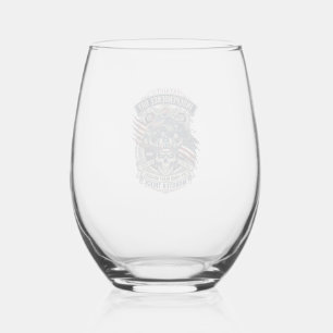Patriotic 1776 Off Road Skull Monster Truck Heavy Stemless Wine Glass