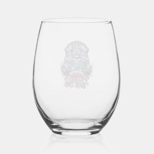 Patriotic 1776 Off Road Skull Monster Truck Heavy Stemless Wine Glass