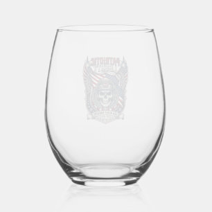 Patriotic 1776 Off Road Skull Monster Truck Heavy Stemless Wine Glass