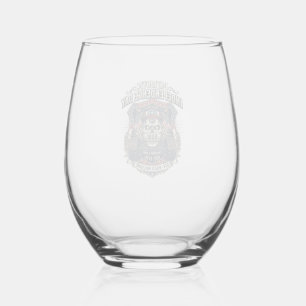 Patriotic 1776 Off Road Skull Monster Truck Heavy Stemless Wine Glass