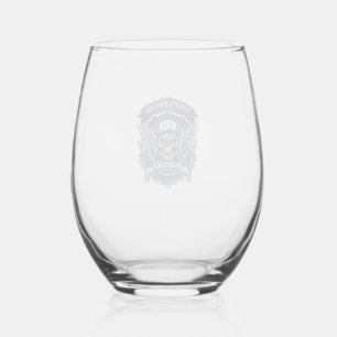 Patriotic 1776 Off Road Skull Monster Truck Heavy Stemless Wine Glass