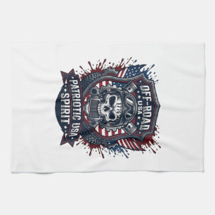 Patriotic 1776 Off Road Skull Monster Truck Heavy  Tea Towel