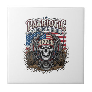 Patriotic 1776 Off Road Skull Monster Truck Heavy  Tile