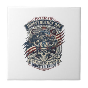Patriotic 1776 Off Road Skull Monster Truck Heavy  Tile