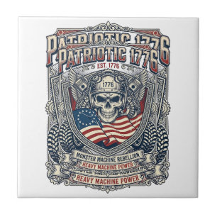 Patriotic 1776 Off Road Skull Monster Truck Heavy  Tile