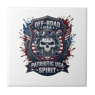Patriotic 1776 Off Road Skull Monster Truck Heavy  Tile