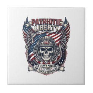 Patriotic 1776 Off Road Skull Monster Truck Heavy  Tile