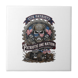 Patriotic 1776 Off Road Skull Monster Truck Heavy  Tile