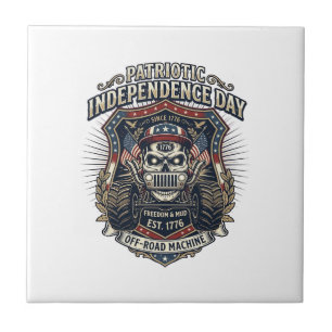 Patriotic 1776 Off Road Skull Monster Truck Heavy  Tile