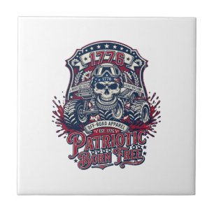 Patriotic 1776 Off Road Skull Monster Truck Heavy  Tile